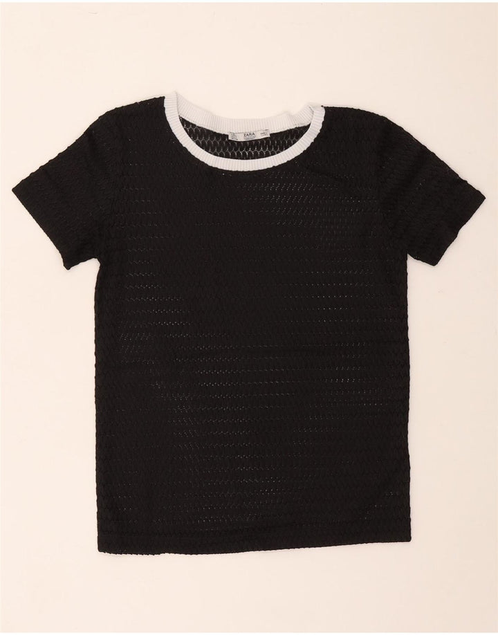 Tricou Zara Womens See Through Top UK 10 Small Black
