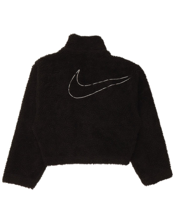 Jachetă fleece supradimensionată pentru femei Nike, UK 6 XS, poliester negru