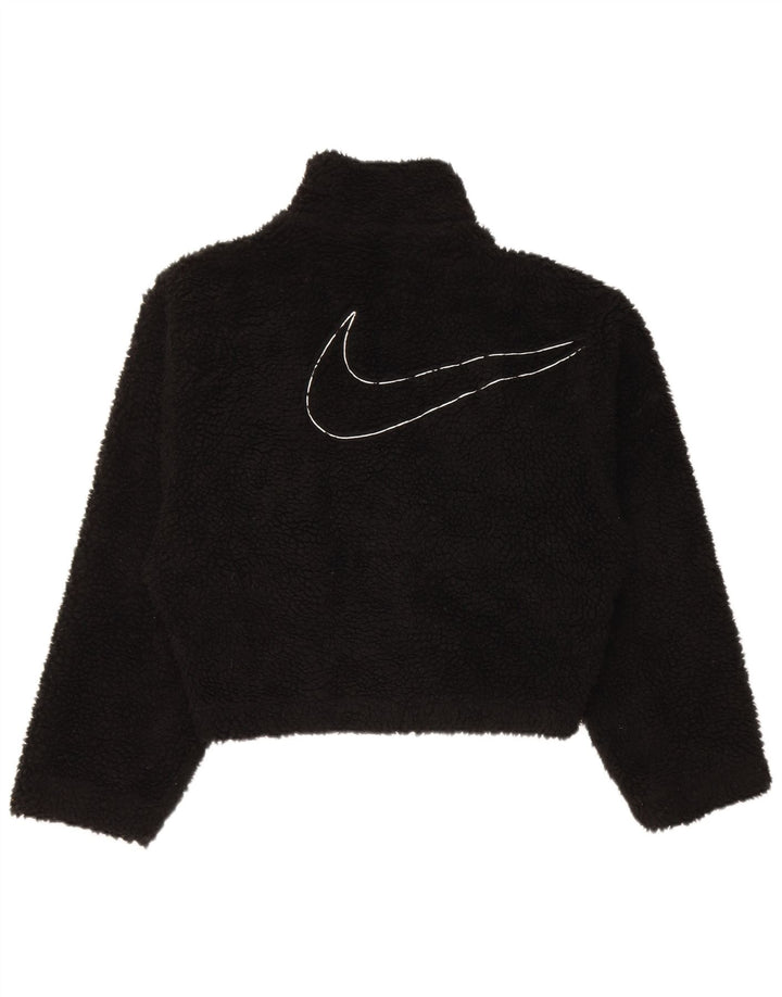 Jachetă fleece supradimensionată pentru femei Nike, UK 6 XS, poliester negru
