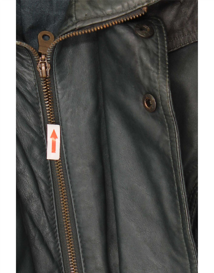 Jachetă de piele vintage pentru bărbați UK 40 Large Green