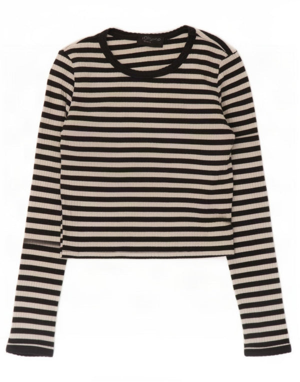 Crop Top pentru femei Zara cu mânecă lungă UK 8 mic, bumbac cu dungi negre