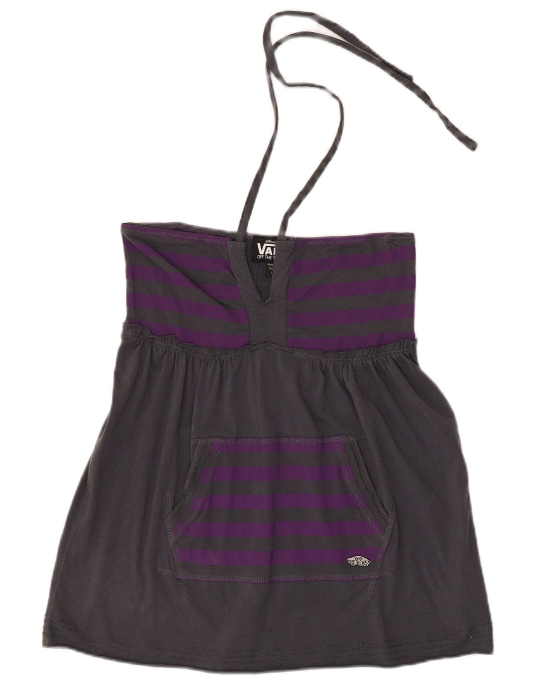 Vans Crop Halter Top pentru femei UK 14, mare, bumbac cu dungi gri