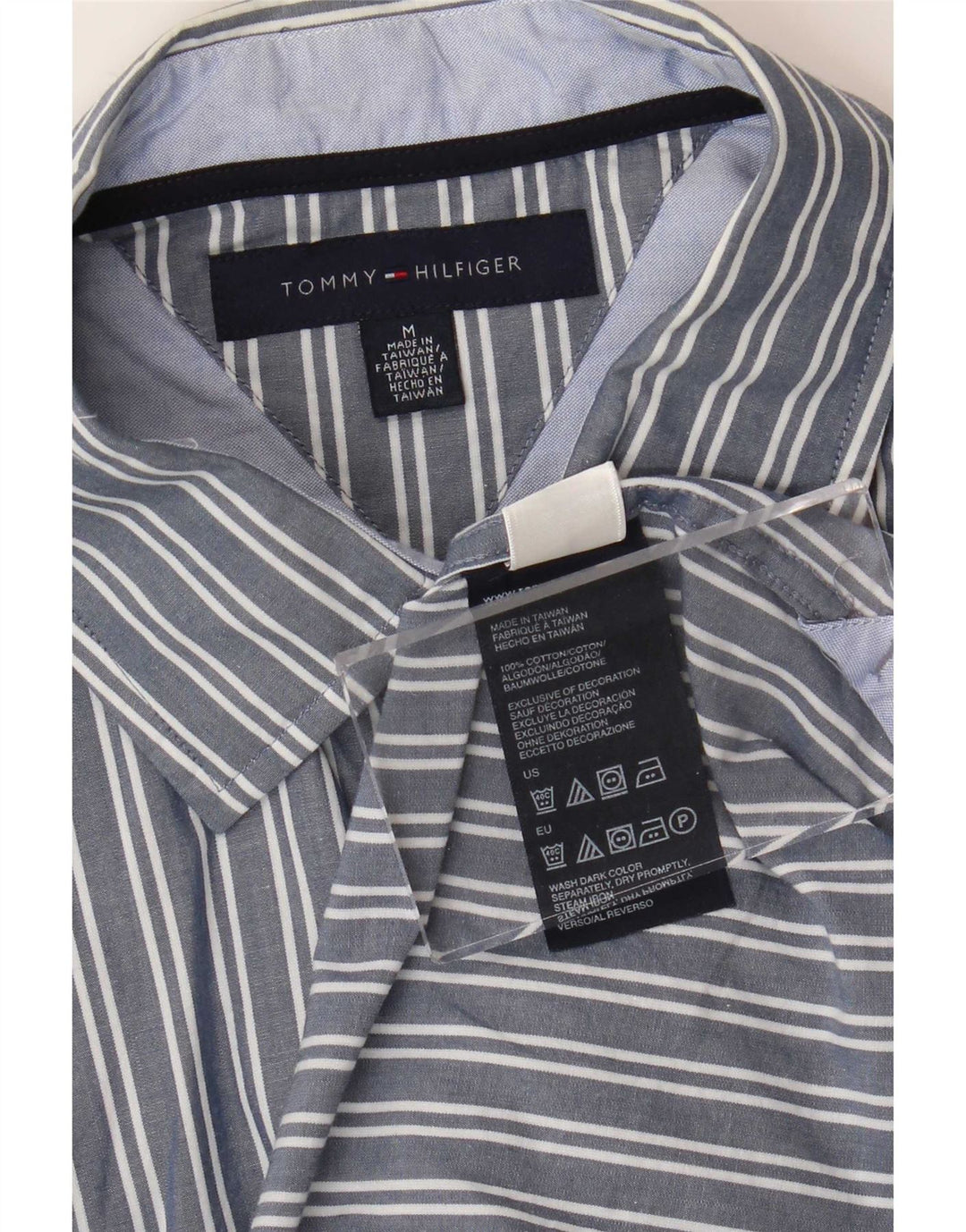 Cămașă Tommy Hilfiger pentru bărbați, bumbac cu dungi albastre medii