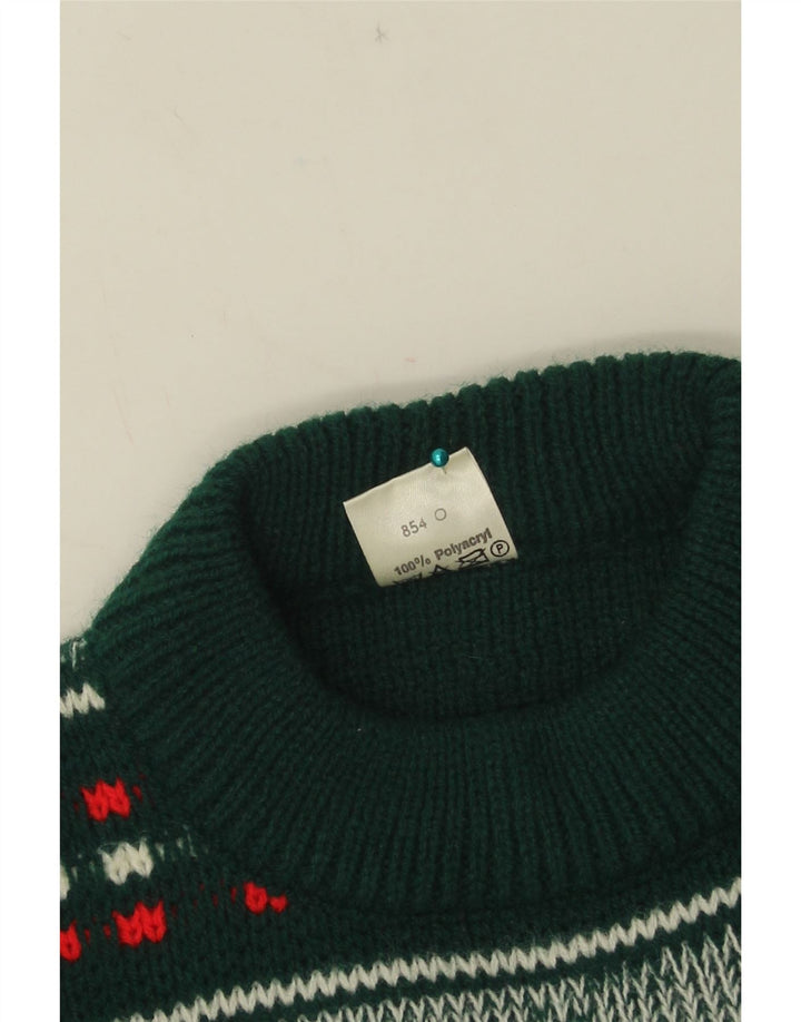 Pulover pentru bărbați Dralon cu decolteu triplu Pulover mic verde Fair Isle Poliacrilic