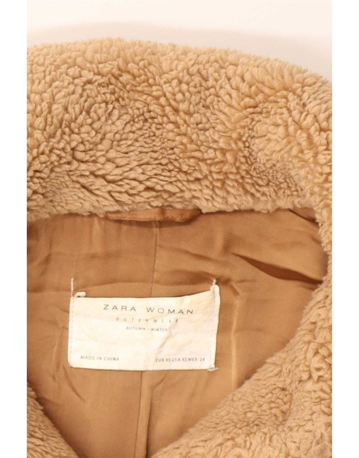 Jachetă Sherpa supradimensionată pentru femei Zara UK 6 XS Maro Poliester