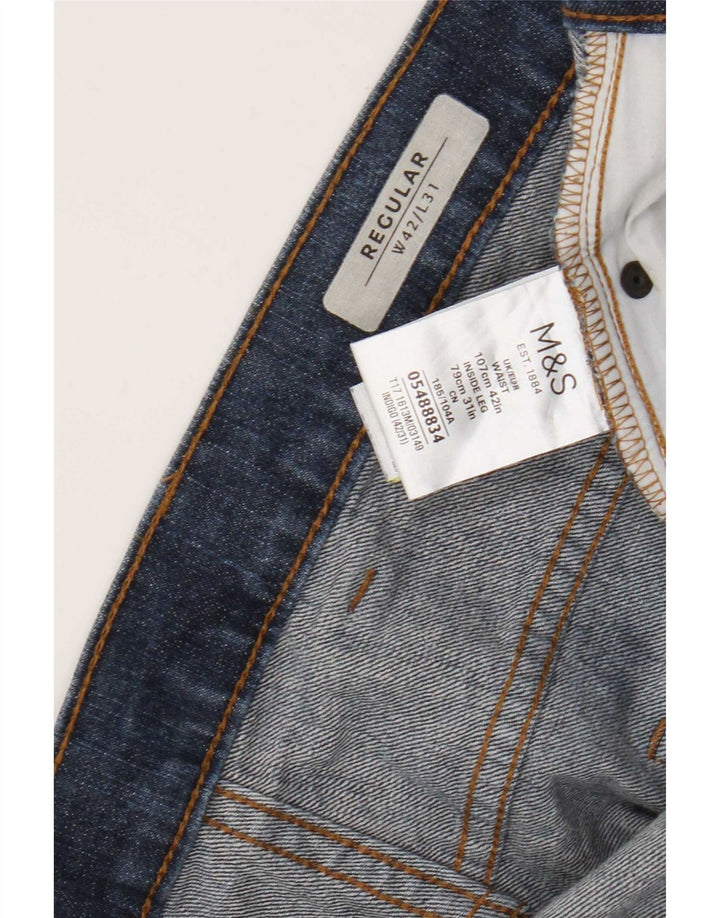 Blugi drepți obișnuiți pentru bărbați Marks & Spencer W42 L31 Bumbac albastru