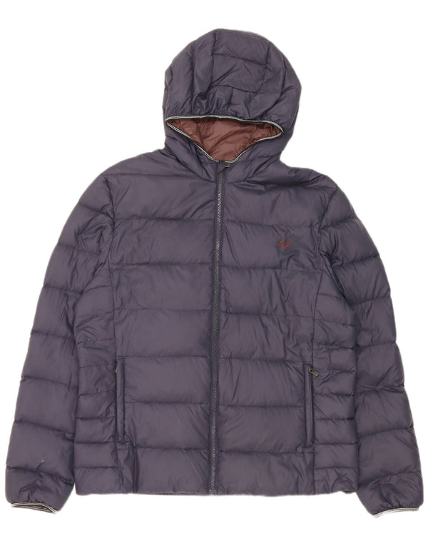 Jachetă căptușită cu glugă pentru bărbați Fred Perry UK 44 2XL Nailon bleumarin