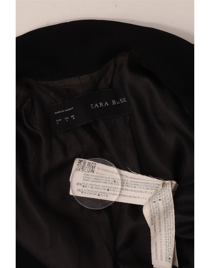 Jachetă blazer deschisă asimetrică pentru femei Zara UK 16 Poliester negru mare