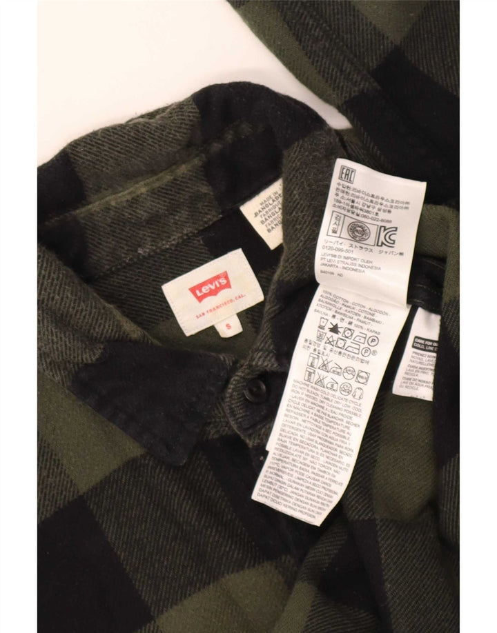 Cămașă de flanel pentru bărbați Levi's, bumbac cu carouri mici, verde