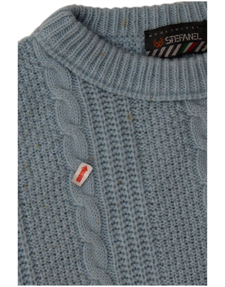 STEFANEL Pulover supradimensionat pentru femei cu decolteu rotund UK 16 Lână mare albastră