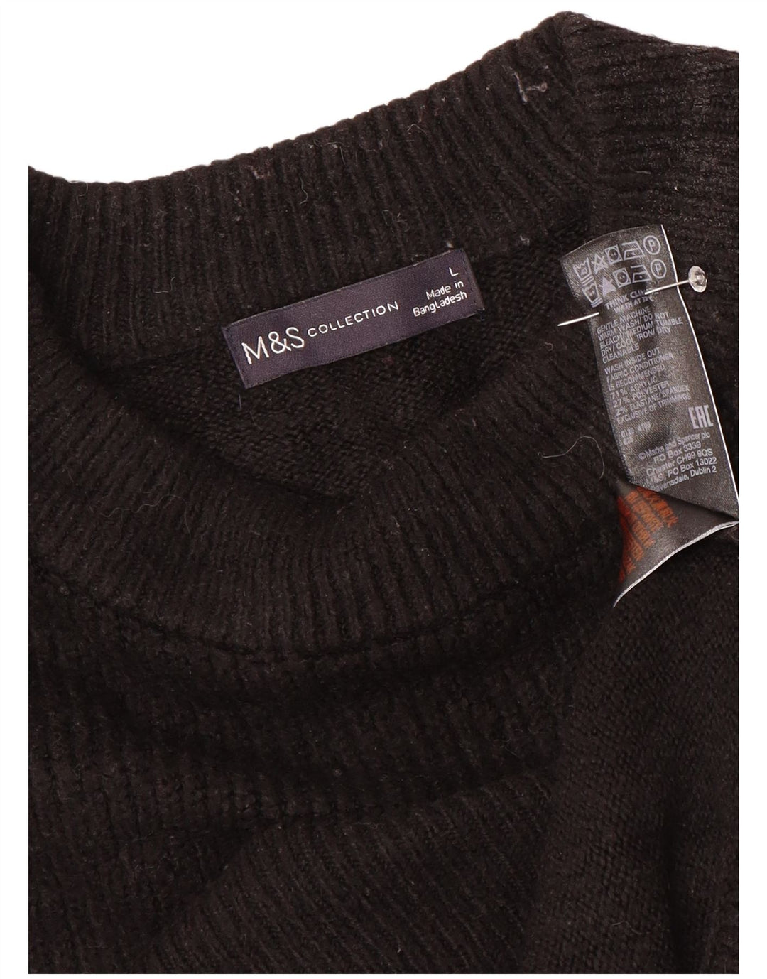 Marks & Spencer Pulover supradimensionat pentru femei cu gâtul turnat UK 16 Large Negru