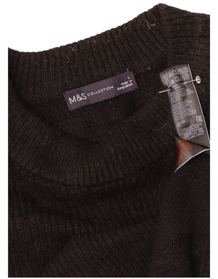 Marks & Spencer Pulover supradimensionat pentru femei cu gâtul turnat UK 16 Large Negru