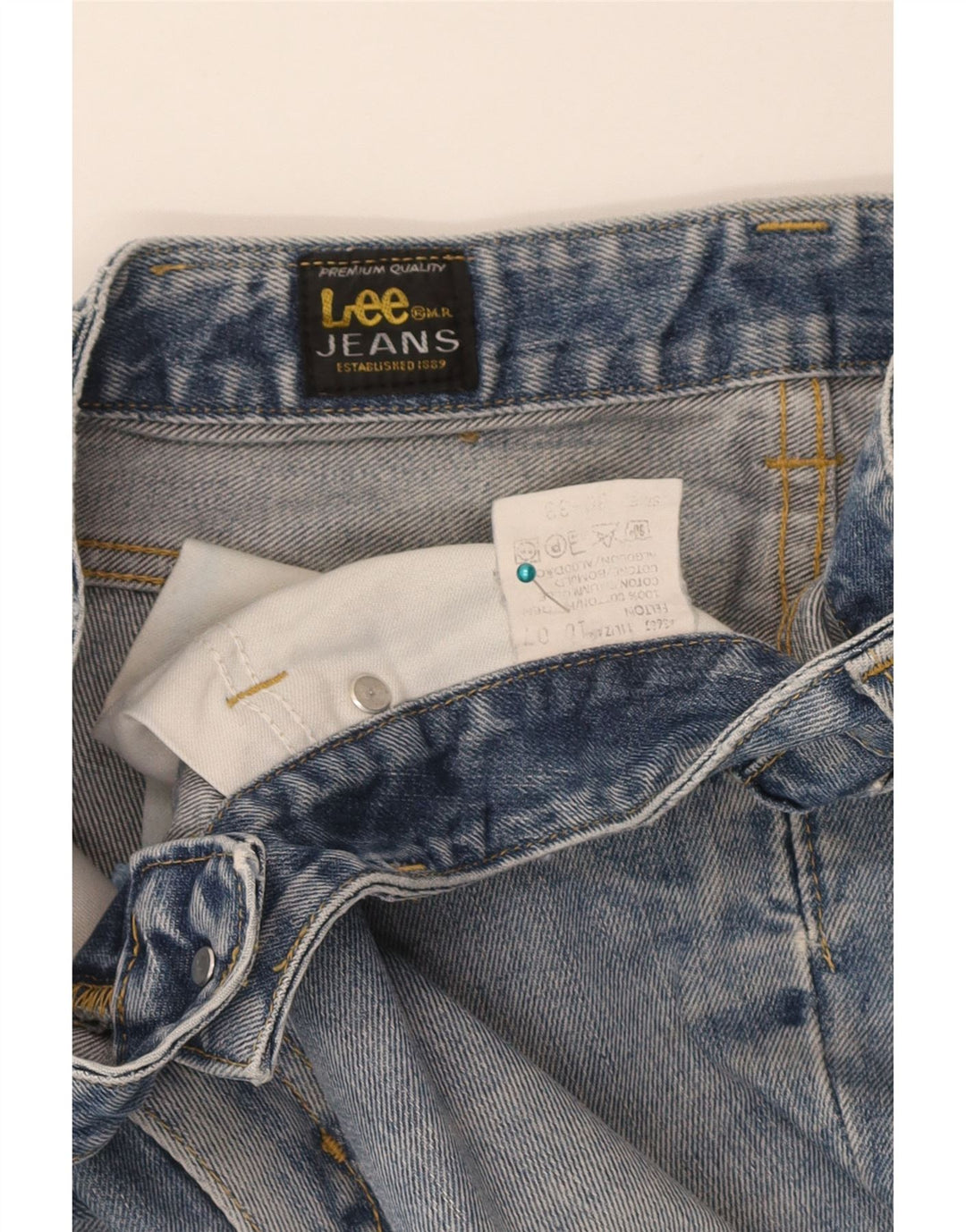 Pantaloni scurți Lee Felton Denim W30, bumbac albastru mediu