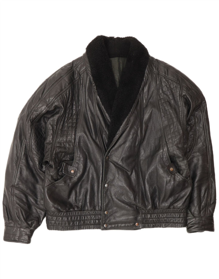 Geacă din piele vintage pentru bărbați IT 52 XL neagră