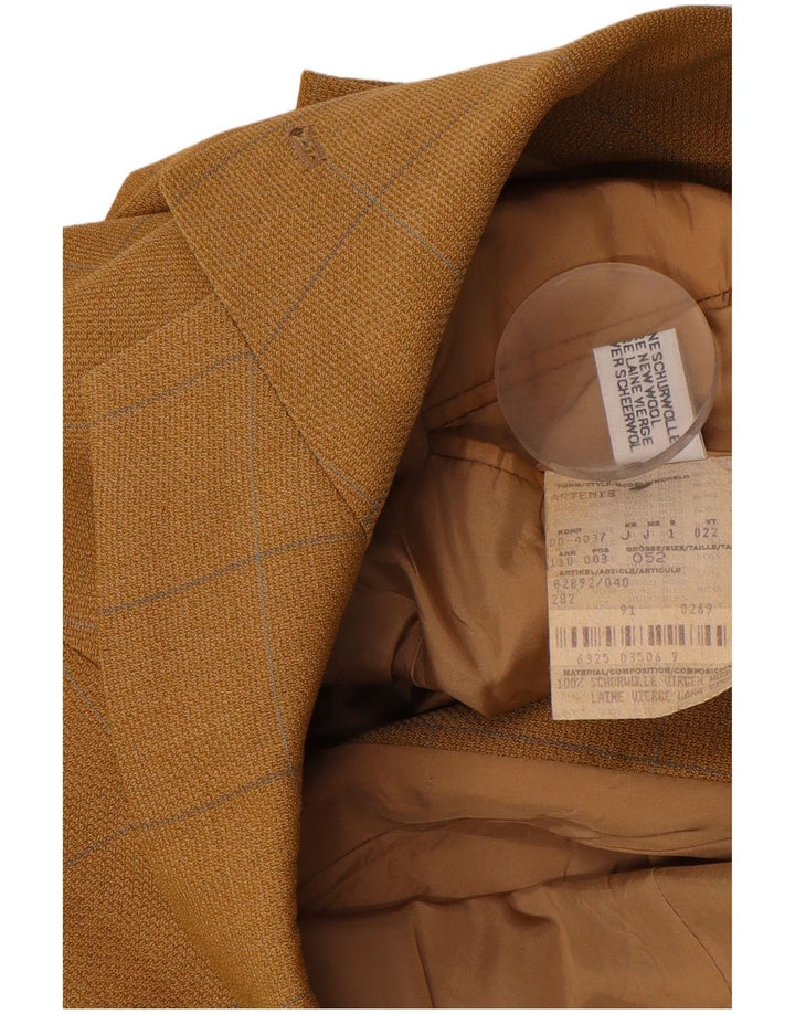 Blazer pentru bărbați HUGO BOSS, cu 3 nasturi, IT 52 XL, lână nouă, cu carouri galbene