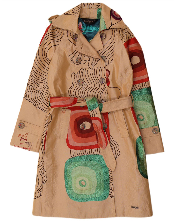 Trenci cu grafic pentru femei Desigual EU 38 Medium Bej Poliester geometric