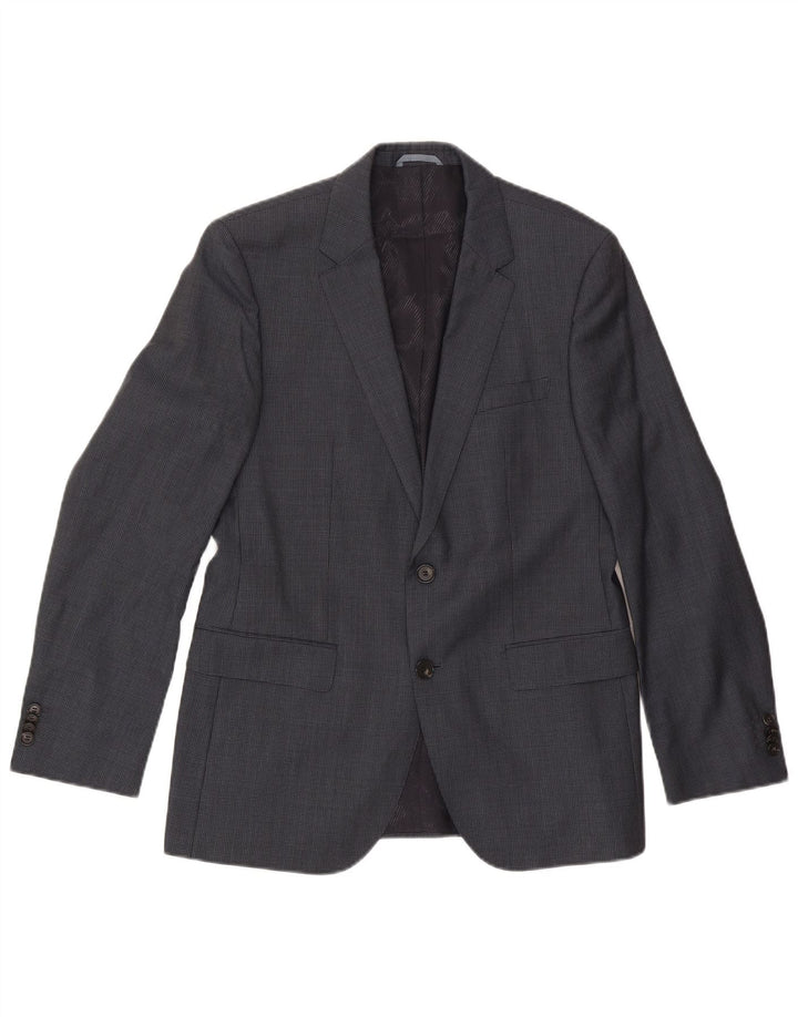 Blazer pentru bărbați Hugo Boss, cu 2 nasturi, EU 48, lână cu picior de gală, gri mediu