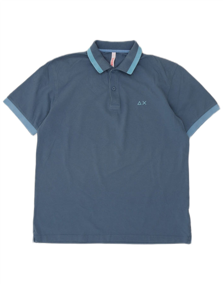 Tricou polo Sun68 pentru bărbați, mare, albastru, bumbac