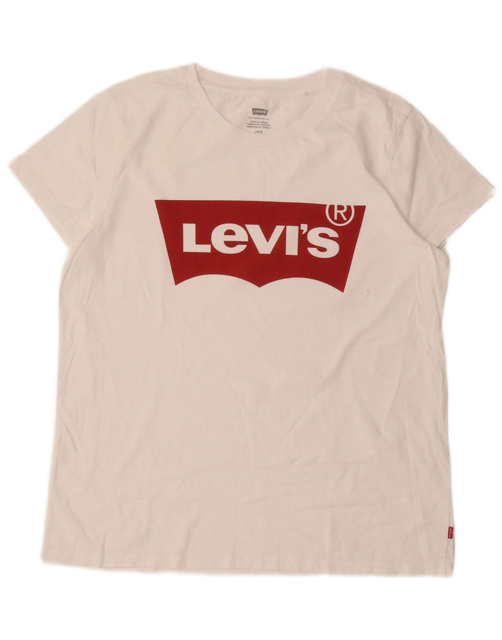 Tricou cu grafic Levi's pentru femei Top UK 16 Large White Bumbac