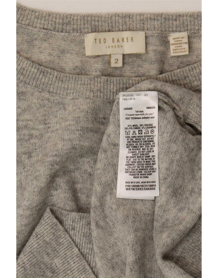 Pulover pentru damă Ted Baker cu gât barcă, mărime 2, lână gri mică