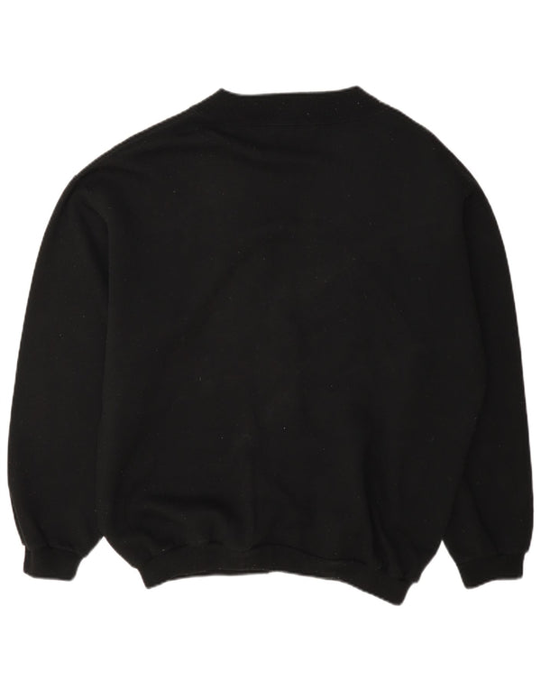 Pulover Cardigan Vintage pentru Damă UK 14 Medium Negru Floral Bumbac