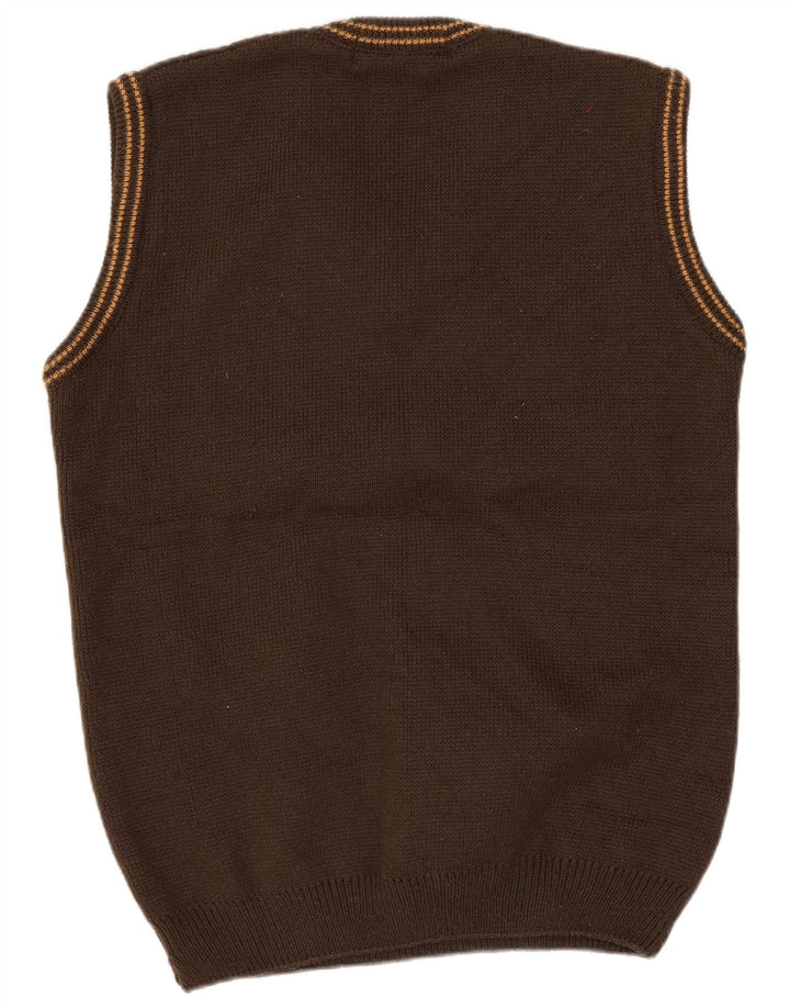Vestă Vintage Femei Tank Top IT 42 Maro Mediu Cu dungi