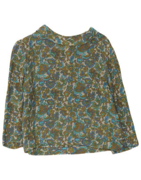 Bluză Vintage pentru femei Crop cu mâneci 3/4 UK 12 Medium Multicolor Floral