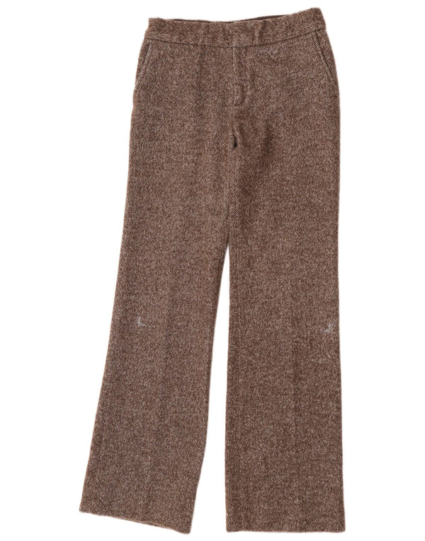 Pantaloni chino drepți pentru femei Zara EU 36 XS W26 L33 maro lână cu pete