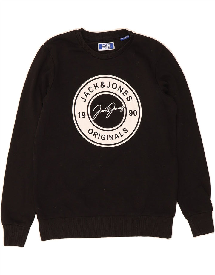 JACK & JONES Boys Graphic Sweatshirt Jumper 11-12 Years Black Vintage Jack & Jones and Second-Hand Jack & Jones from Messina Hembry 