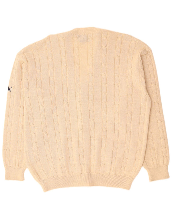 Pulover cardigan pentru bărbați NAVIGARE XL Lână merinos cu pete bej