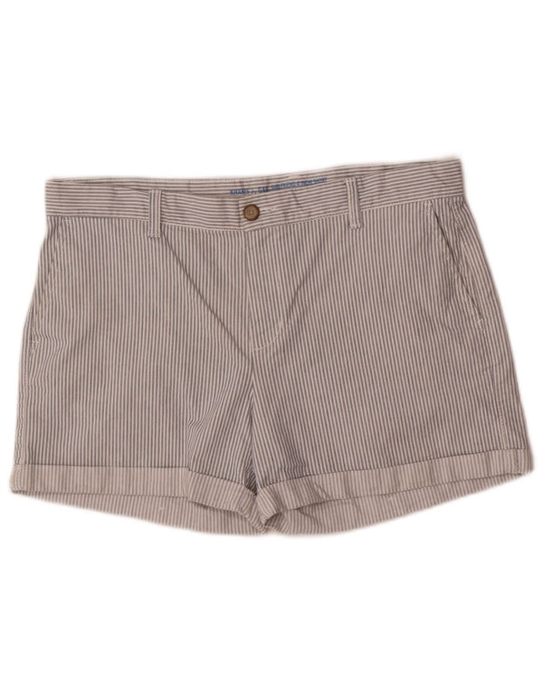Pantaloni scurti chino Girlfriend Gap pentru femei UK 14 Large W34 White Pinstripe Bumbac