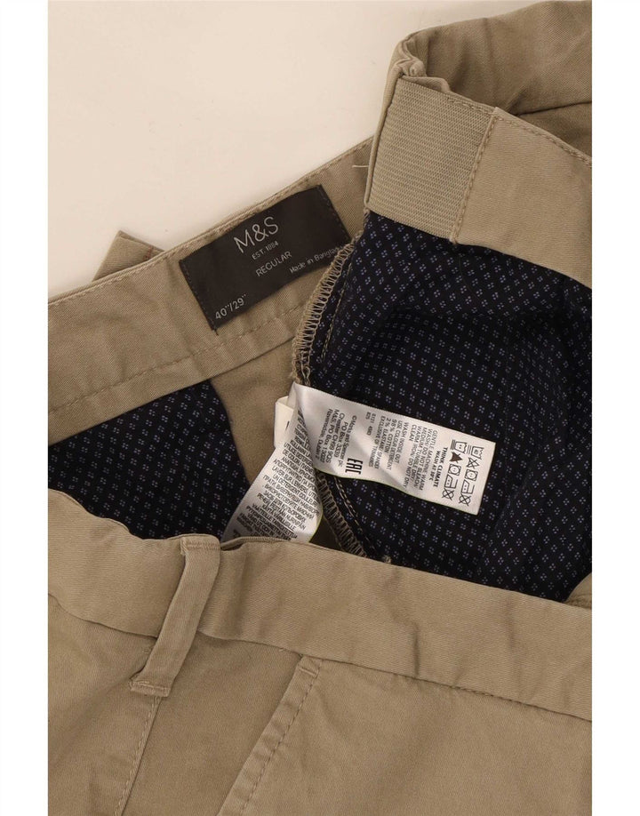 Pantaloni chino obișnuiți pentru bărbați Marks & Spencer L40 L29 bumbac bej