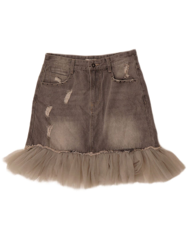 OVS Fusta de denim învechită pentru femei Medium W27 Bumbac gri