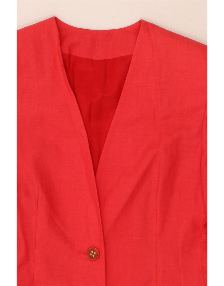 VINTAGE Womens 2 Button Short Sleeve Blazer Jacket UK 12 Medium Red Vintage Vintage and Second-Hand Vintage from Messina Hembry 