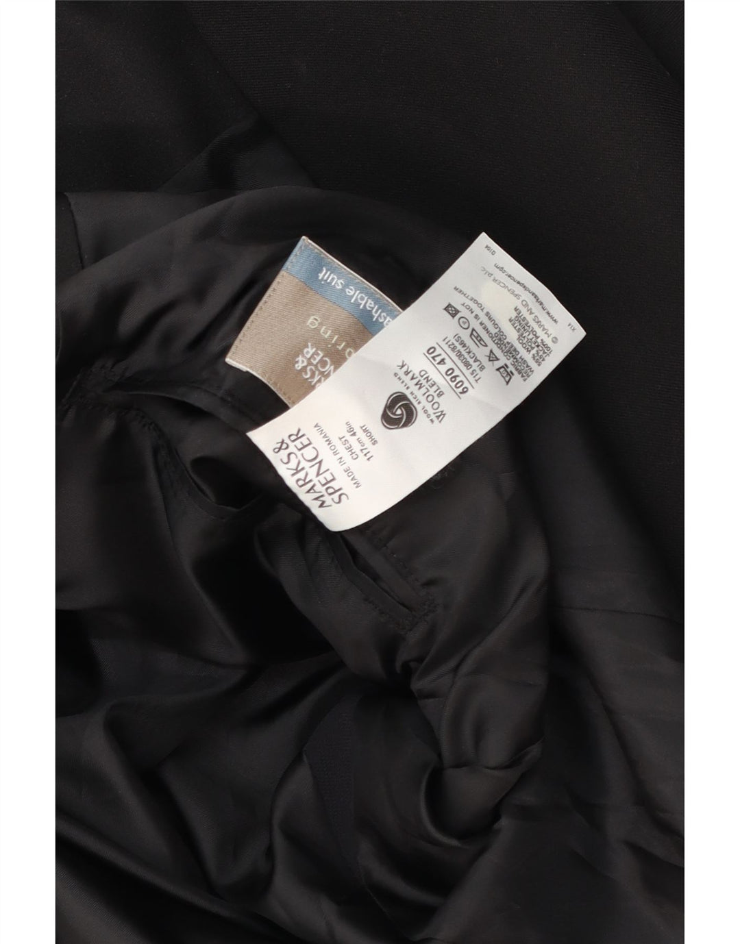 Marks & Spencer jachetă pentru bărbați cu 2 nasturi, UK 46 XL, lână neagră