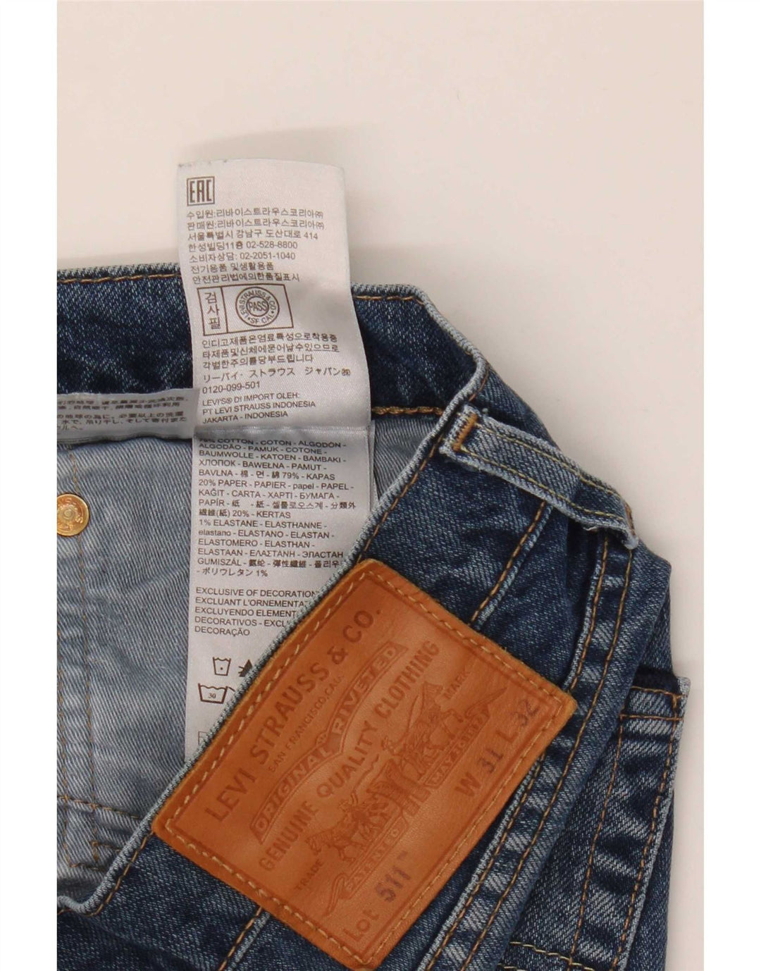 Blugi Levi's 511 Slim pentru bărbați W31 L32 Bumbac albastru