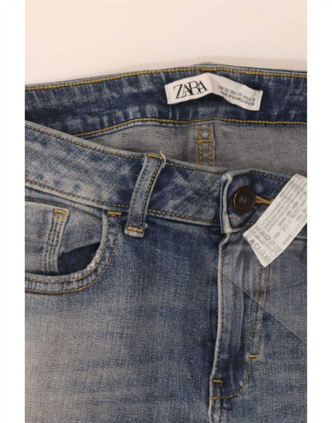 Pantaloni scurți din denim învechit pentru femei Zara EU 38 Small W28 Bumbac albastru