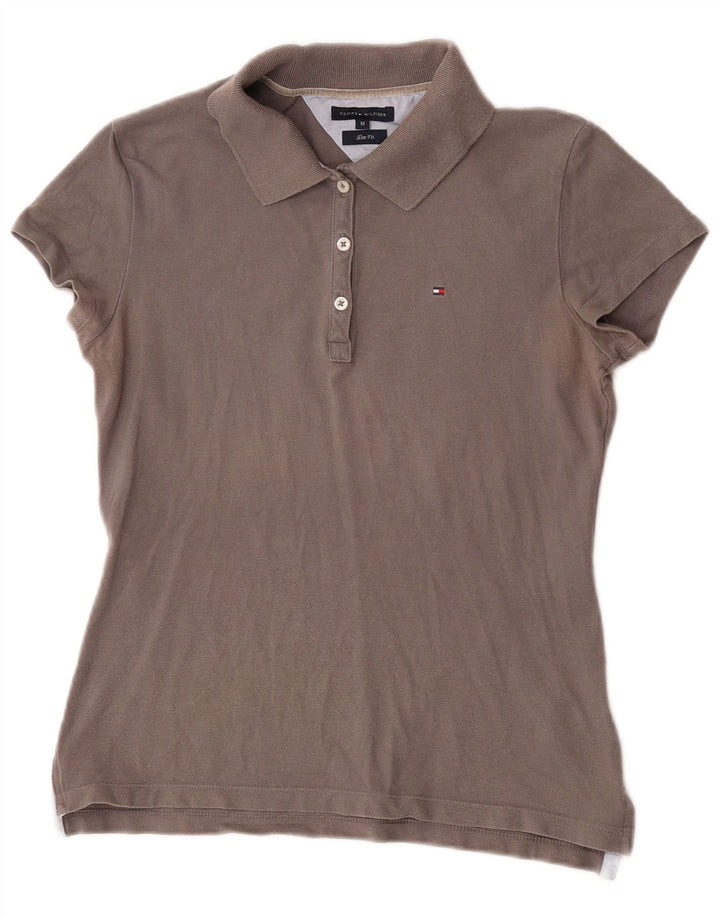 Tricou polo Tommy Hilfiger pentru femei Slim Fit UK 12 Bumbac gri mediu