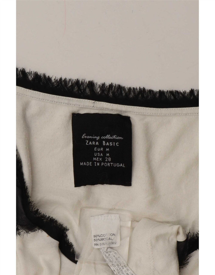 Vest Vest Top Femei Zara UK 14 Bumbac cu dungi albe medii