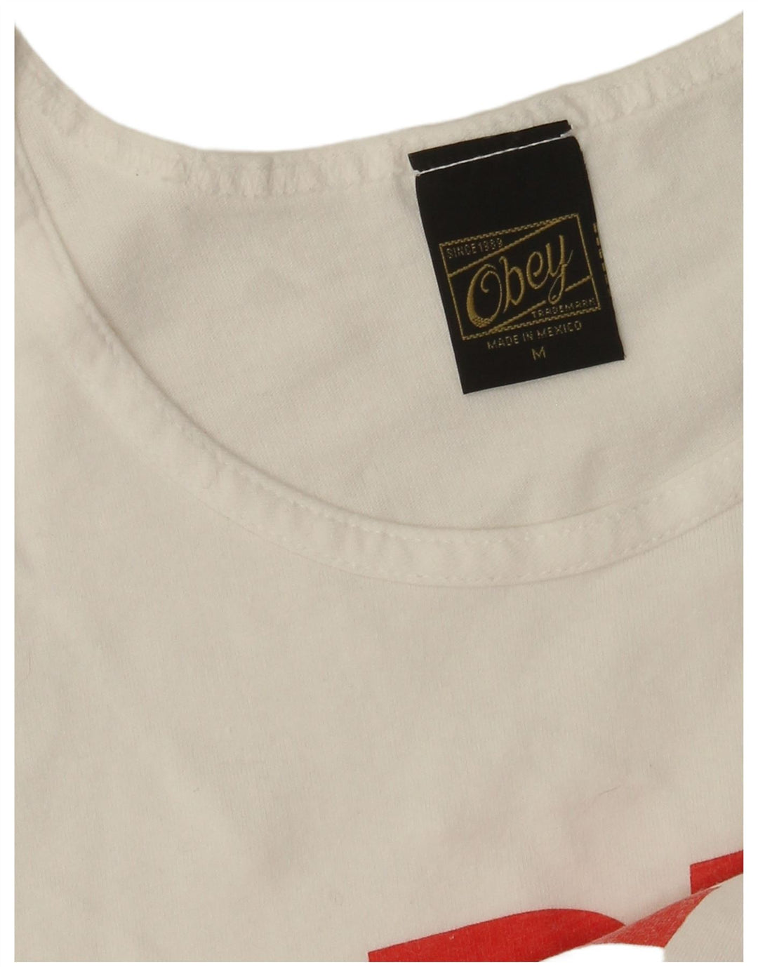 Vestă grafică Obey pentru bărbați, bumbac alb mediu