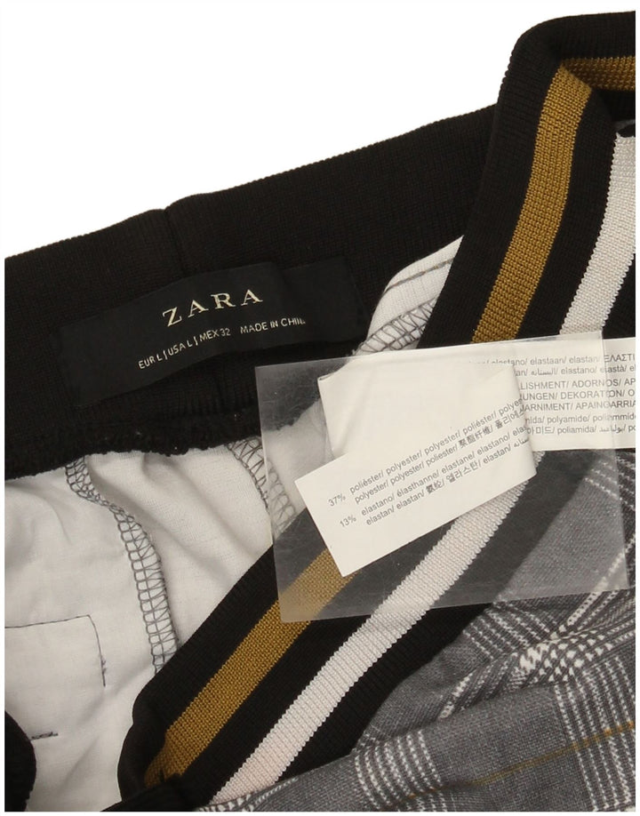 Pantaloni de trening Zara pentru femei Crop UK 14, largi, gri poliester cu carouri