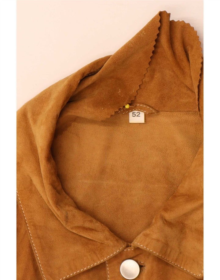 Geaca de piele intoarsa pentru barbati vintage IT 52 XL din piele bej