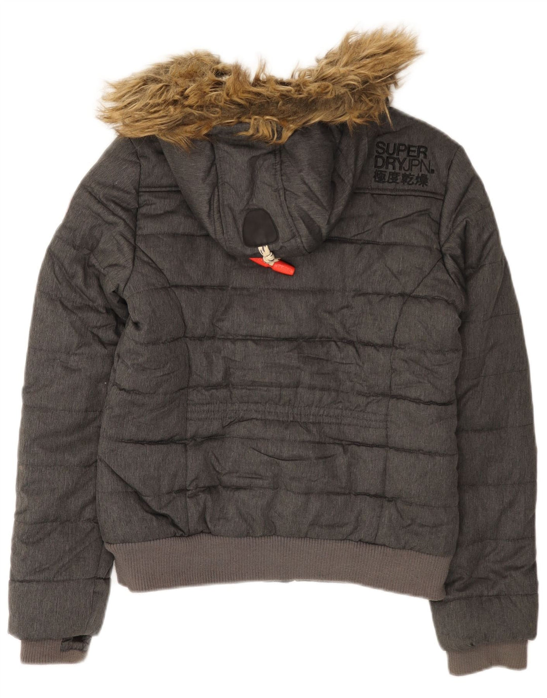 Jachetă căptușită cu glugă Superdry pentru femei UK 12 Medium Gri Poliester
