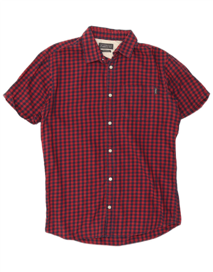 Cămașă Jack & Jones pentru bărbați cu mânecă scurtă, roșu mediu, bumbac