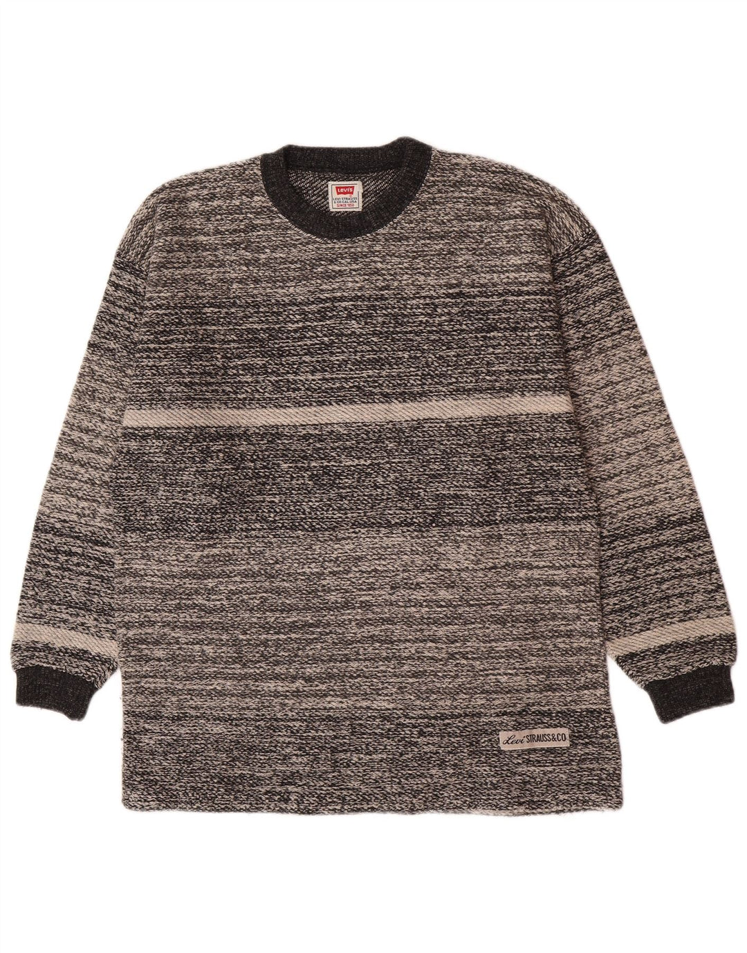 Pulover Levi's pentru bărbați, cu gât crew, bumbac cu dungi, gri mediu