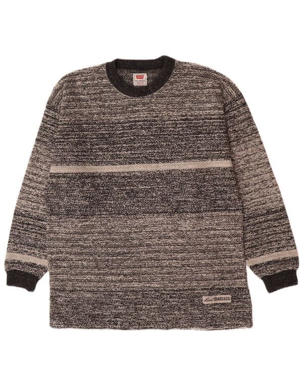 Pulover Levi's pentru bărbați, cu gât crew, bumbac cu dungi, gri mediu