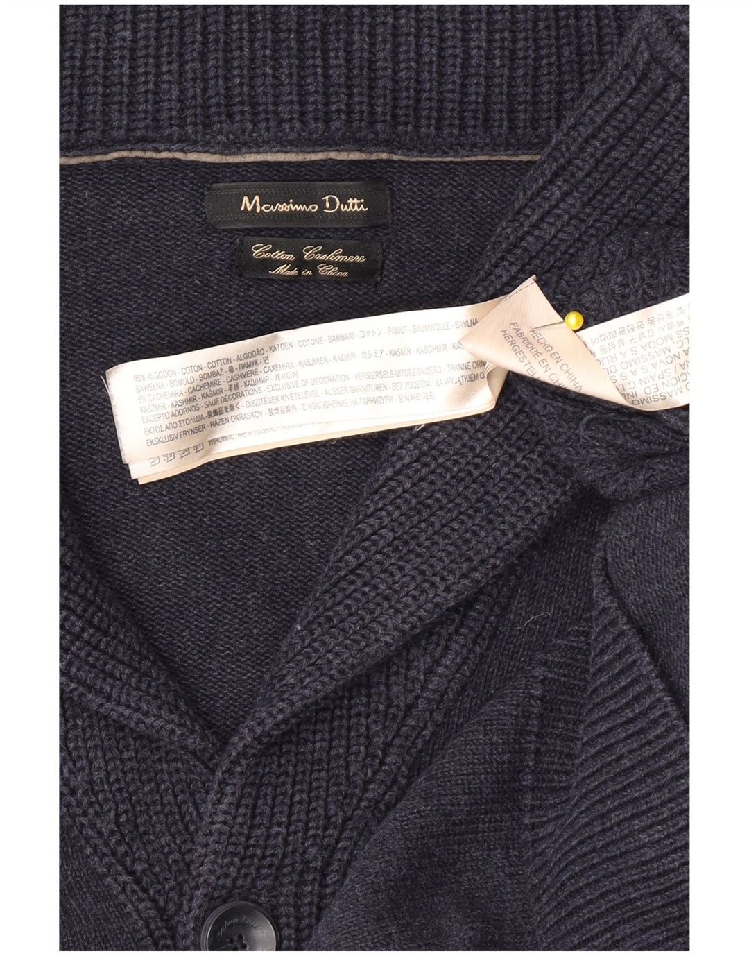 Pulover cardigan Massimo Dutti pentru bărbați, bumbac bleumarin mediu