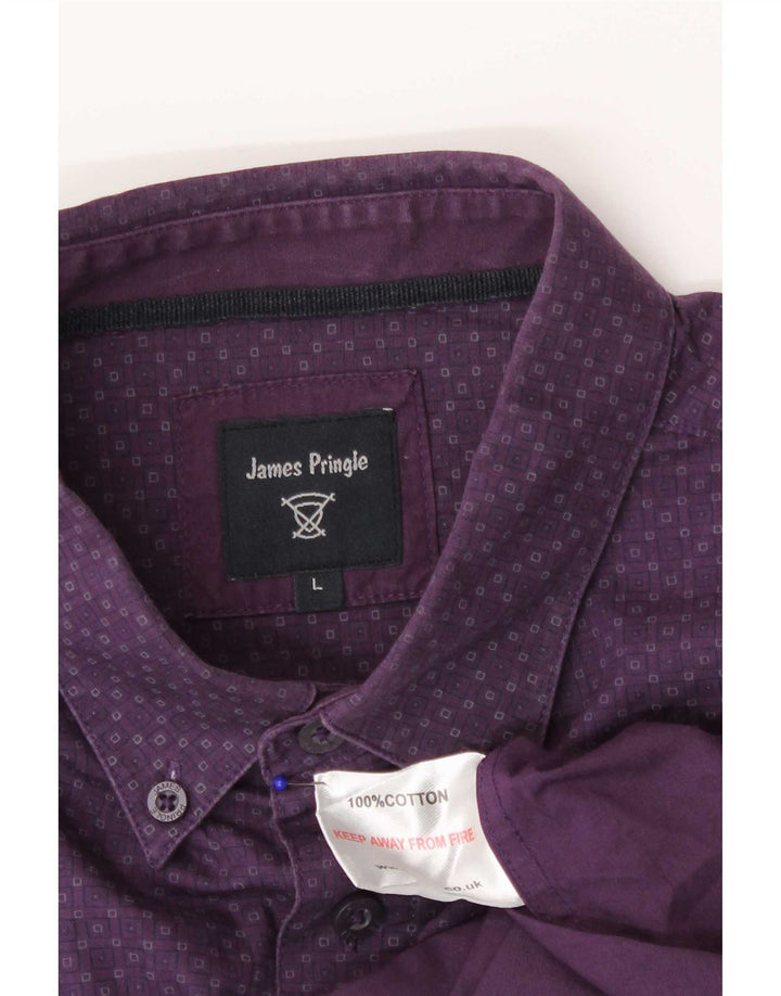 Cămașă pentru bărbați James Pringle, mare, violet, geometrică din bumbac