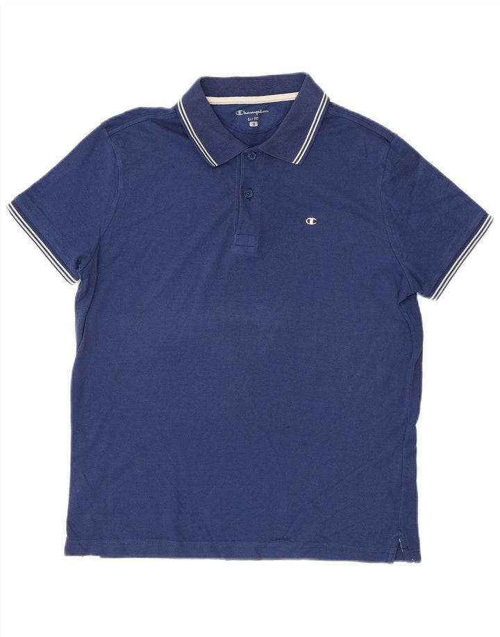 CHAMPION Mens Easy Fit Polo Shirt Medium Navy Blue Cotton