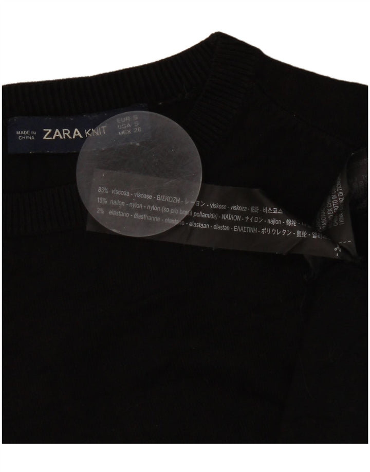 Pulover pentru damă Zara, cu gât turnut, UK 8, mic, negru, viscoză